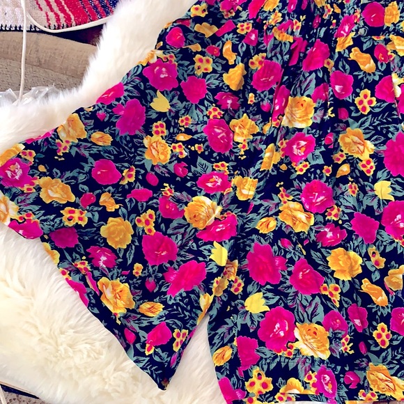 Love Bright✿Floral Print Comfy HighRise, Long Flowy Bermuda Shorts w/Pockets| HP - Picture 8 of 16